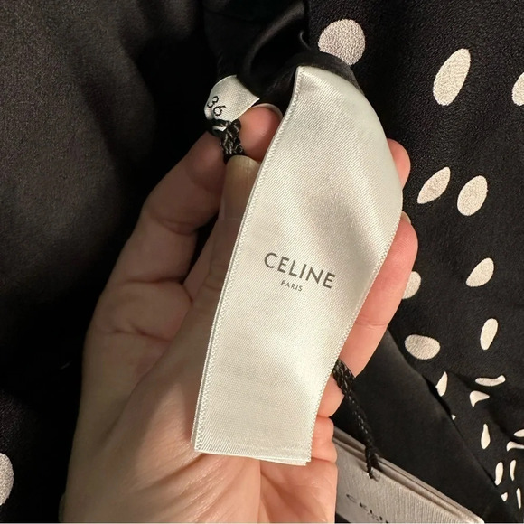 NWT CELINE Midi Wrap Polka Dot Black Dress SZ EUR 36, US 4, S - Picture 9 of 12